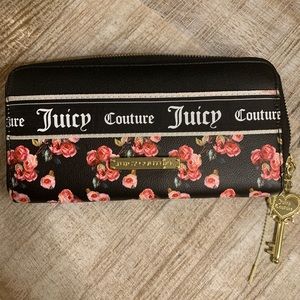 - Juicy Couture Varsity Blooms Black Rose Wallet